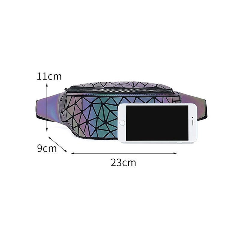 boshiho Fanny Packs for Women Men, Luminous Holographic Chest Bag Geometric Waist Pack for Travel,Rave Festival, Running, Sports (waist bag 01) - Image 2